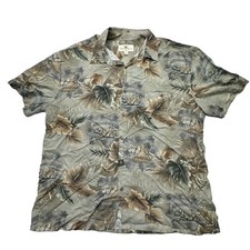 Vintage Island Shores Green Hawaii Button Up Short Sleeve Shirt Men's XL