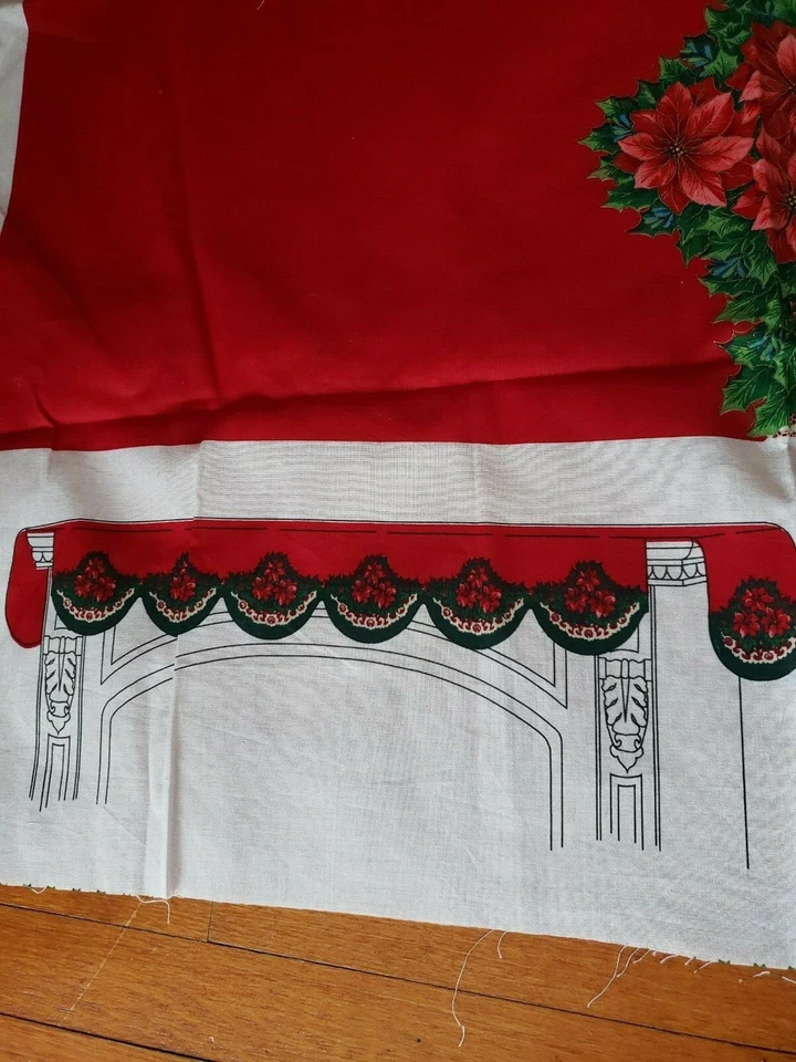 New Cotton Cut & Sew Fabric Christmas Holiday Mantel Scarf Red Green Scallop - Image 3 of 4