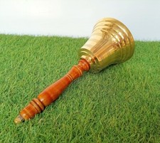 Ancienne cloche d'école portative en laiton 11" - église, prêtre, prière, déc...