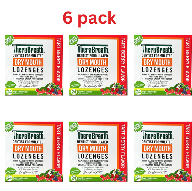 (Lot Of 6)  TheraBreath Dry Mouth Lozenges - Tart Berry - Total. 144 Count.