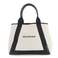 BALENCIAGA Navy Cabas M Tote Bag Canvas Leder Natur Schwarz 581292 90313121