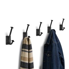 5 Pack Coat Hooks Wall Hooks for Bathroom Kitchen Towel Robe Mattle Black