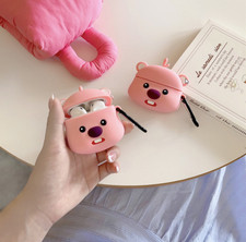 Cute Kawaii AirPods Case 3D Cartoon with Keychain Korean Style Silicone Cover