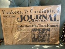 BABE RUTH 3 HOME RUNS GAME 4 1928 WORLD SERIES NEWSAPAPER FRONT PAGE EX-EX+