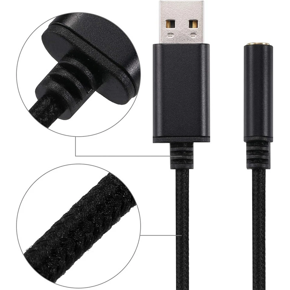 USB to 3.5mm Headphone Jack Audio Adapter,External Stereo Sound Card for PC5993 - Image 4 of 4