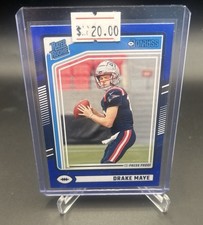 2024 Panini Donruss Drake Maye Blue Press Proof Rated Rookie Color Match no. 379