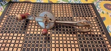 Vtg A&J High Speed Super Center Drive Egg Beater Mixer Hand Crank Wood Handle
