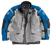 BMW MOTORRAD RALLYE MENS MOTORCYCLE JACKET GREY BLUE RACING ADVENTURE TOURING