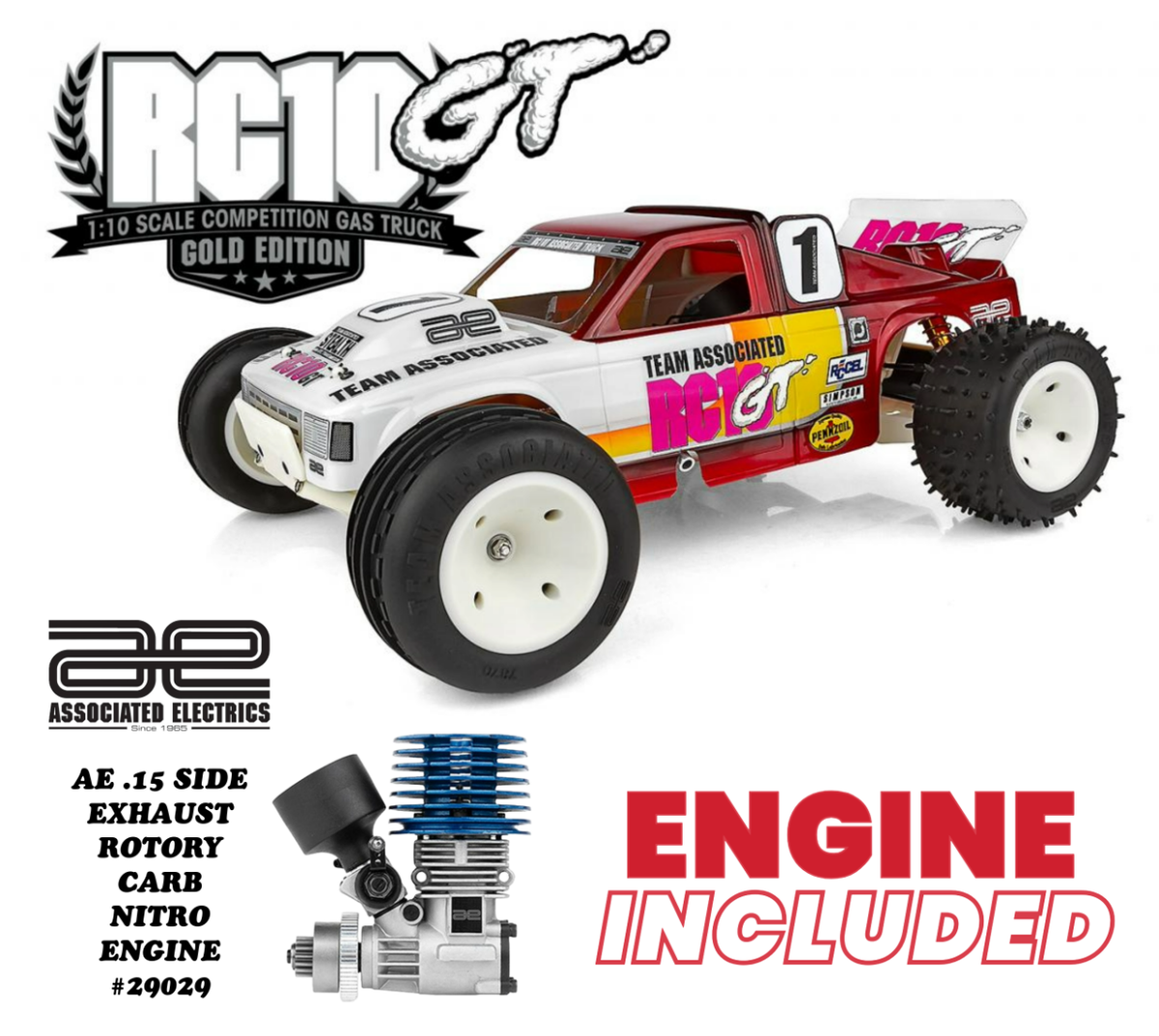 Team Associated RC10GT Classic 1/10 Nitro Truck Kit INCLUDES AE NITRO  ENGINE