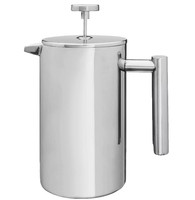 Habitat Metal Cafetiere French Press 8 Cup Coffee Maker 1L Double Walled Silver