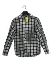 New Look Men's Shirt S Grey Checkered 100 Cotton Basic