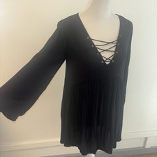 Black Dress Sz S Little Black Dress Whimsigoth Lace Up Dress Knit Crochet Peekab