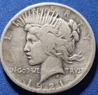 A 1921 Peace Dollar Well Circulated Example