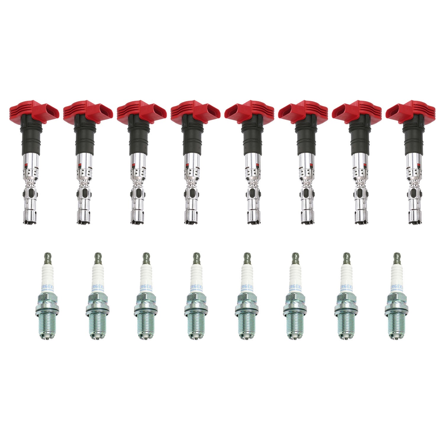Eldor 8 Ignition Coils NGK Standard Spark Plugs Kit for Audi Volkswagen 4.2L V8