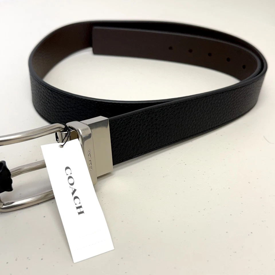 COACH Harness Cut to Size Reversible Leather One Size Belt - Black/Dark Brown - Image 2 of 4