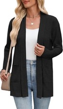 Women's Lightweight Open Front Cardigan Sweater Casual Loose Knit with Pockets