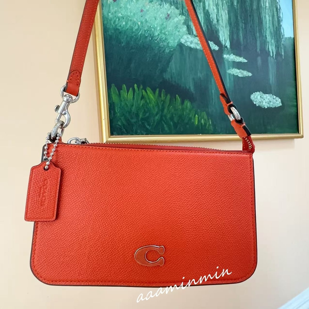 NWT Coach Pouch Bag With Signature Canvas IN ORANGE CJ797 | eBay