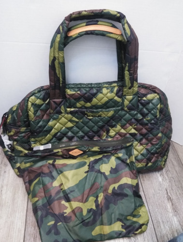 MZ Wallace Quilted Tote GREEN Camo MEDIUM (24''X14") LIGHTWEIGHT JIM TRAVEL BAG