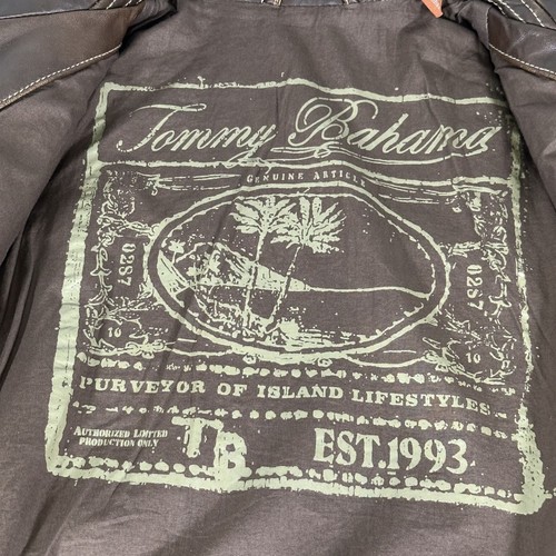 Tommy Bahama Denim LEDERJACKE durchgehender Reißverschluss braun Herren Größe LARGE - Bild 3 von 10