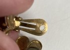 Vintage Earrings Germany Gold Clip On Rhinestone Floral Mid Century Aurora — photo 5