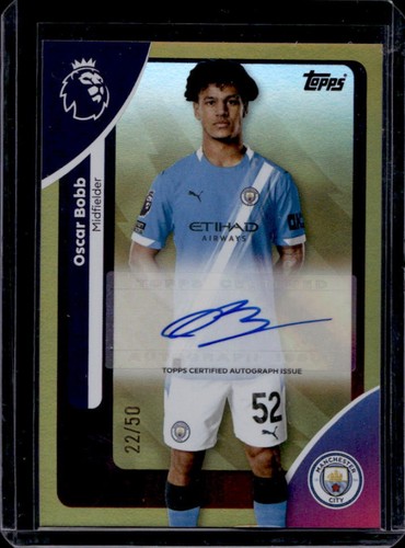 2025-26 Topps Premier League Oscar Bobb Auto Gold Rainbow Foil #22/50 Man City