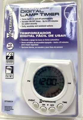 Intermatic DT500CH Digital Lamp Timer Self-Adjusting New In Package Easy Read