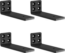 4 Pack 15cm Floating Shelf Brackets, Black, Hidden, 5mm Thick