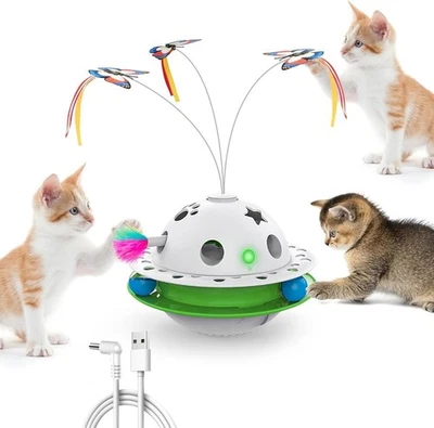 Interactive Cat Toy 3 in 1 Smart Cat Toys Automatic Butterfly Feather Pet Toys