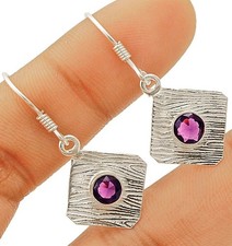 Natural Amethyst 925 Solid Sterling Silver Earrings 1 1/3'' Long @16-8