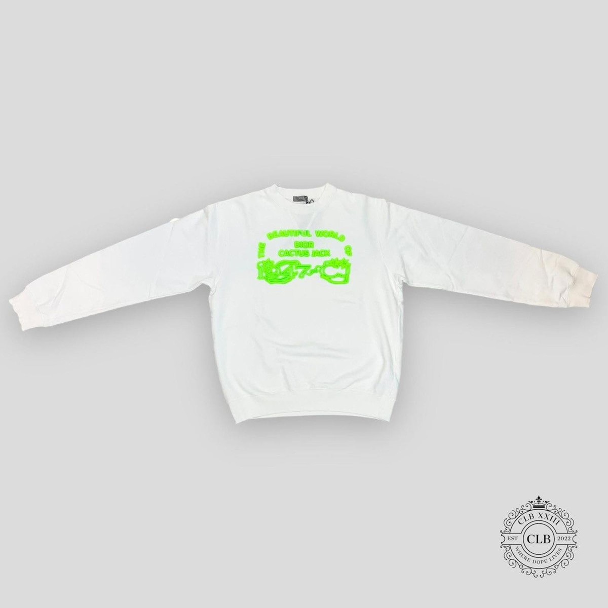 DIOR CACTUS JACK BEAUTIFUL WORLD CREWNECK - WHITE/GREEN | eBay