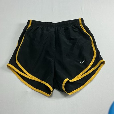 Nike Running Shorts Womens Small Black Yellow Dri-FIT Tempo Split Lined Track