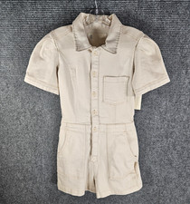 Anthropologie Pilcro Women's The Kit Utility Romper Neutral Beige Size 4 NWT