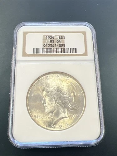 1924 Peace Silver Dollar $1 - .9 / NGC MS 64 / Beautiful Coin! - No Reserve!