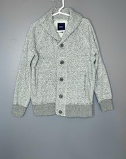Gap Kids Cardigan Sweater Boys 6-7 Gray Shawl Collar Knit Button Pockets Soft