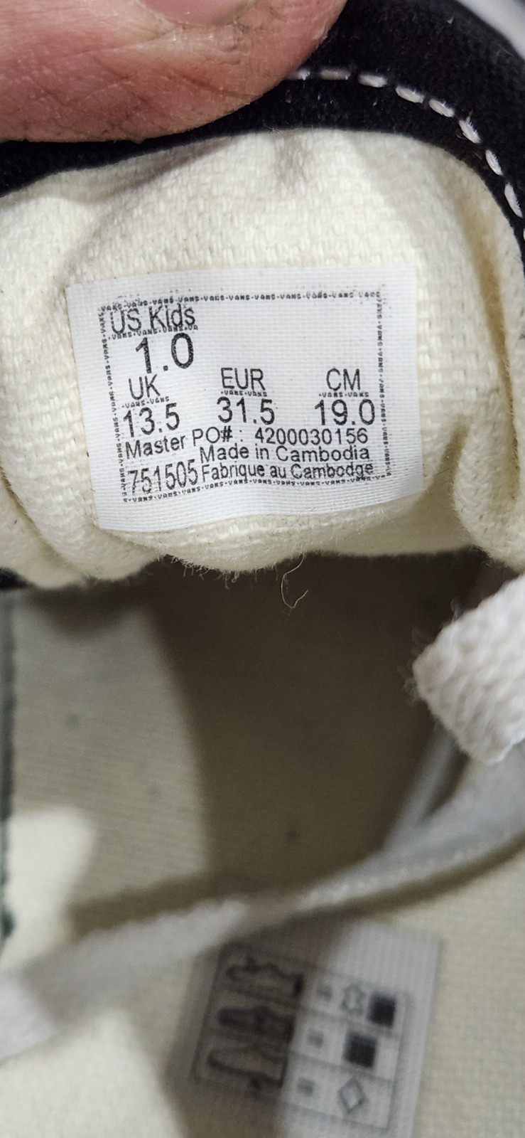 Vans Off The Wall Low Top Black Athletic KIDS Shoes 1.0 GREAT CONDITION  thumbnail 5