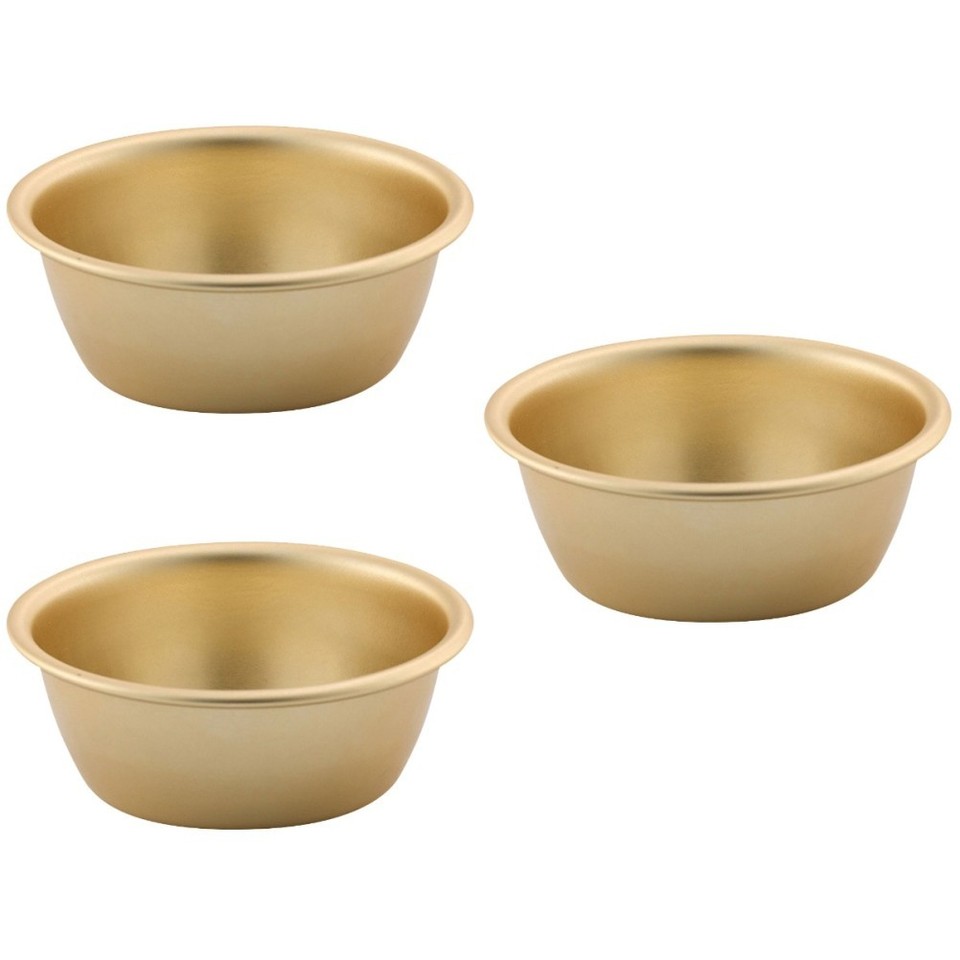 3Pcs Reusable Aluminum Korean Wine Bowls Golden Color Multi Purpose ...