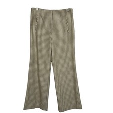 Veronica Beard Dova Houndstooth Plaid Cropped Wide Leg Pant Sz 6 Preppy Academia