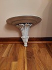 Vintage Hand Carved Solid Wood Wall Sconce Shelf White Crackle