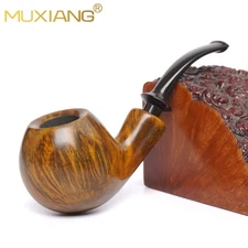 MUXIANG Briar Ball Pipe Handmade Smooth Wooden Tobacco Pipe 3MM Cumberland Stem