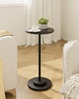Drink Table Round Side Table Small Spaces Pedestal Metal Base Living Room Black