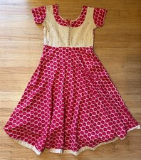 Women s Red Cream Printed Anarkali Dress / Kurti
