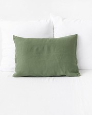 Forest Green Linen Pillowcases Pack of 2 in Queen Size, 100 Flax Linen Luxury