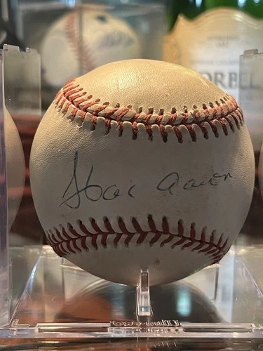 Hank Aaron Autographed Baseball Unofficial National League Baseball No Coa