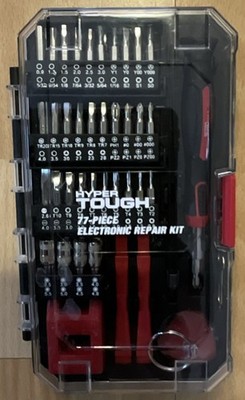 Hyper Tough 77-Piece Electronic Repair Kit Hard Case, Screwdriver, Chrome Finish