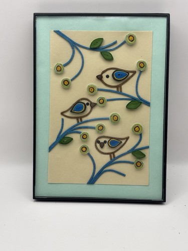 Quilling Art Wall Hanging Flowers Birds Handmade Decoration Original 5x7