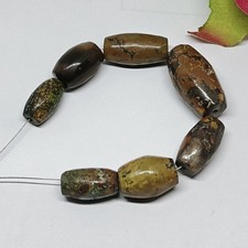 Natural Tibet Turquoise Barrel Beads, Black Brown Gemstone Beads, Jewelry Making