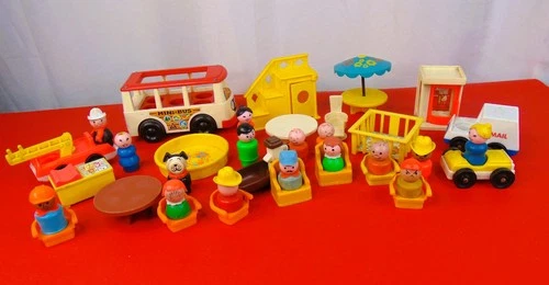 Vtg 60s 70s 80's  Fisher Price Little People Figures Huge Lot Of 37 Pieces
