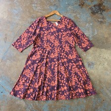 Pact Fit Flare Swing Dress Size XXXL 3XL New Maroon Coral Floral V Neck
