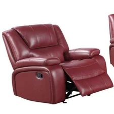 Camila Upholstered Glider Recliner Chair Red Faux Leather