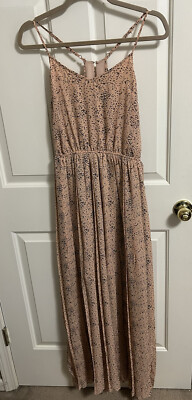 BAR III Womens S Maxi Strap Dress Blush Nude Pink Small Dot